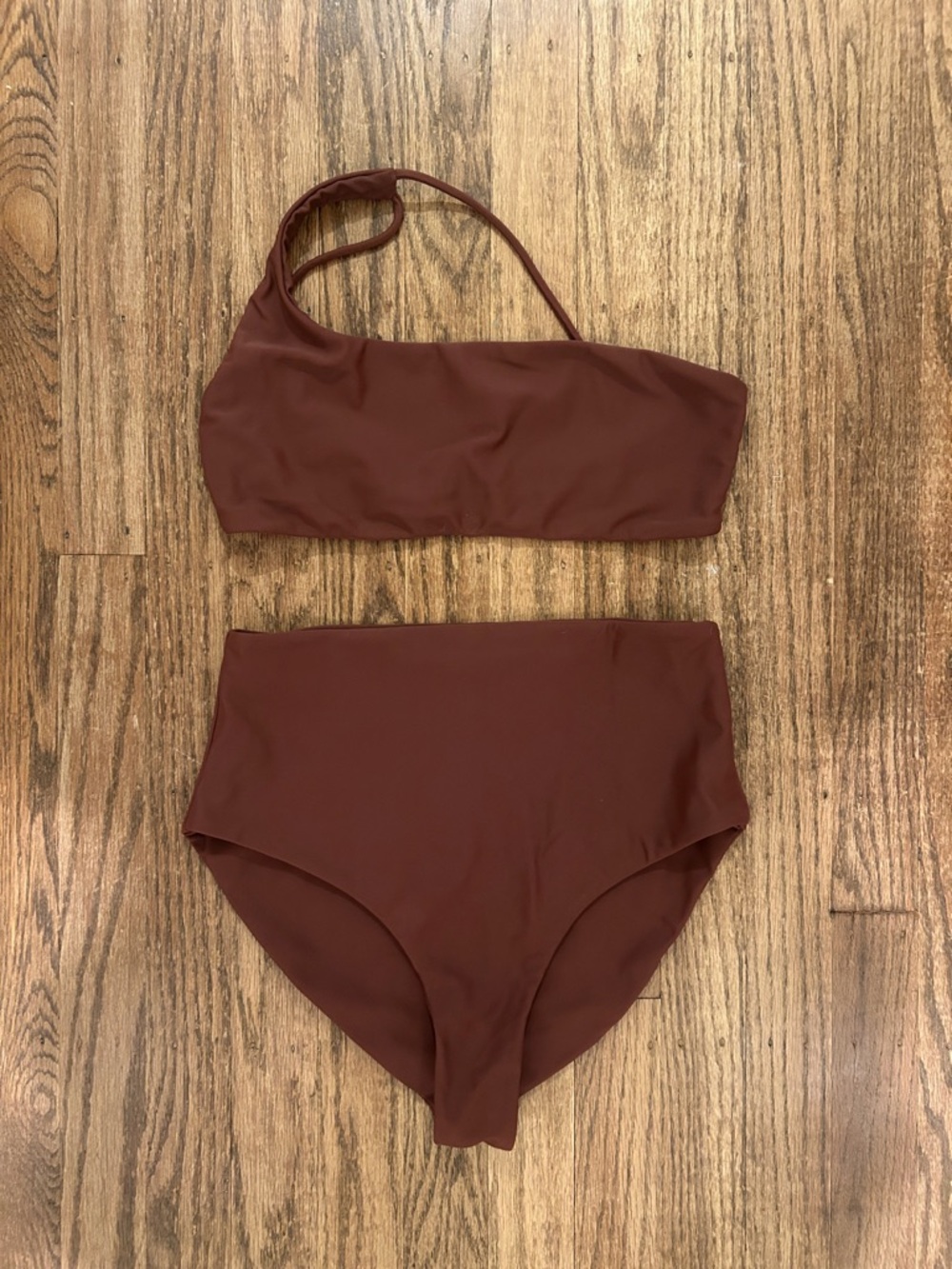 Jade Swim one shoulder high waisted bikini set, size S